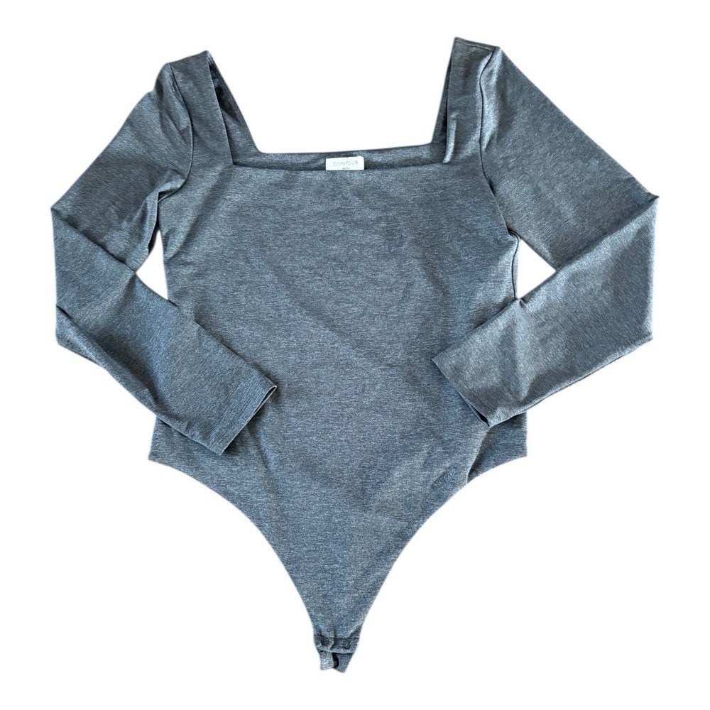 Aritzia Contour Bodysuit Womens Size XL Dark Gray Long Sleeve Square Neck Unworn